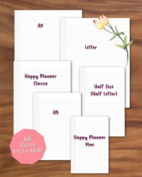 Printable Lined Paper For Happy Planner