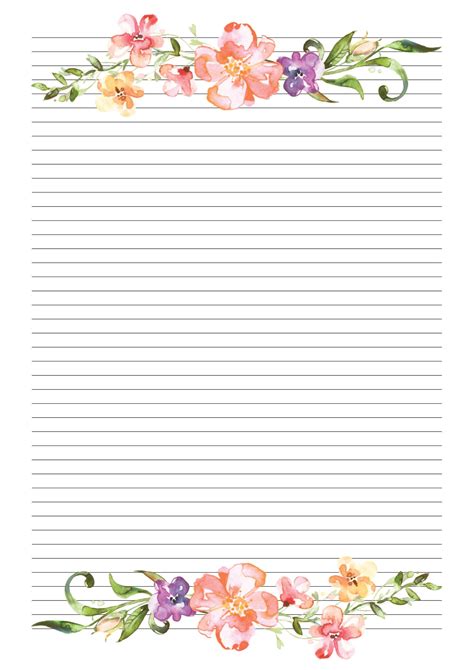 Printable Lined Paper Template Flower