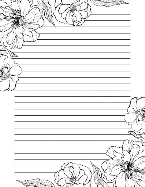 Printable Lined Paper Template Flower Pinterest