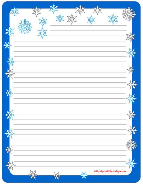 Printable Lined Winter Stationery
