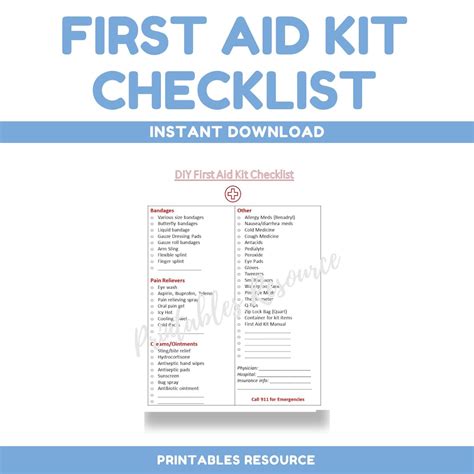 Printable List For First Aid Kit