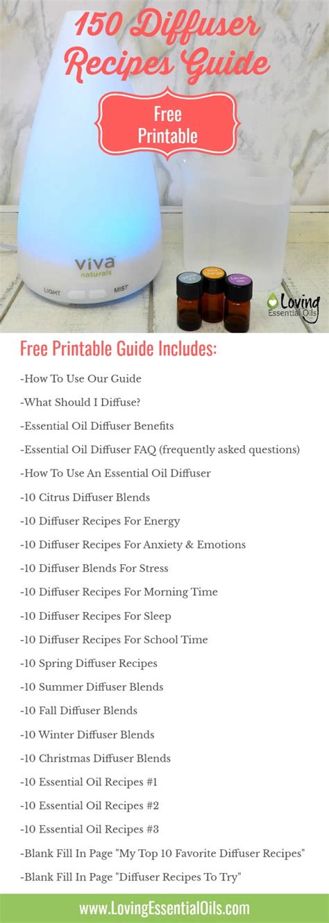 Printable List Of Essential Oil Diffuser Recipes