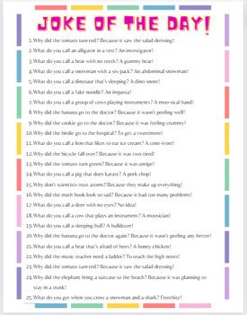 Printable List Of Jokes