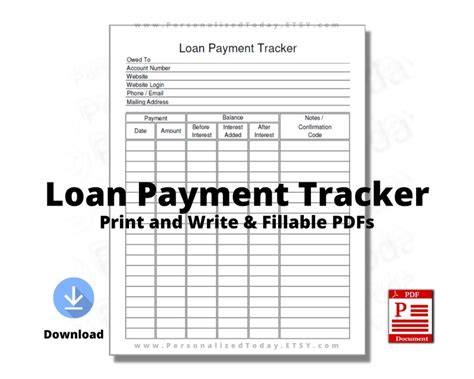 Printable Loan Payment Tracker