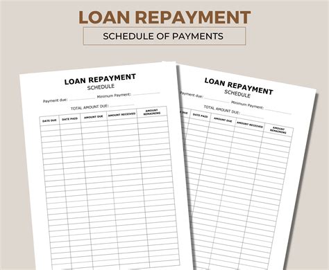 Printable Loan Repayment Sheet