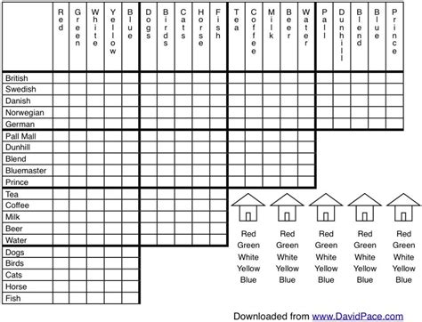 Printable Logic Grid Template