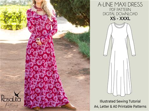 Printable Long Sleeve Dress Pattern