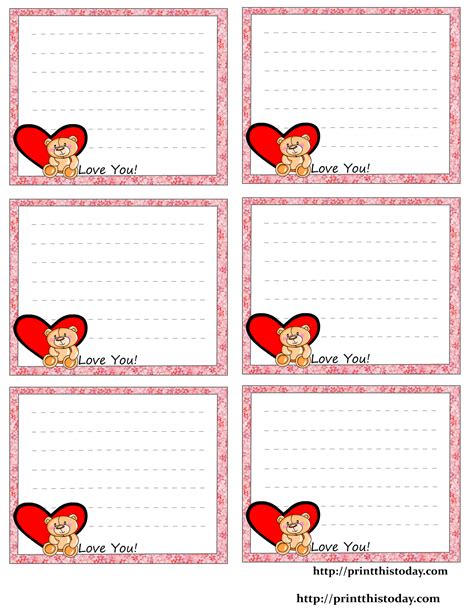 Printable Love Notes Paper