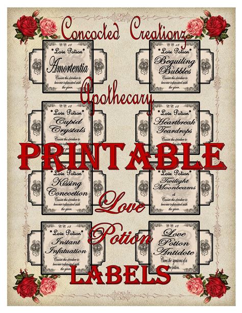 Printable Love Potion Labels