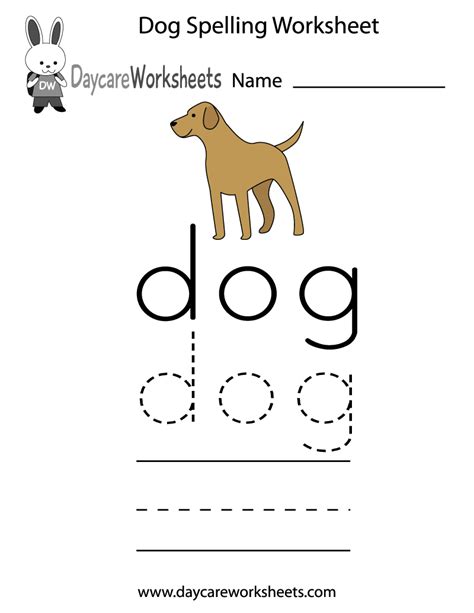 Printable Lowercase Words Dog