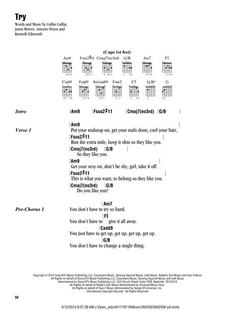 Printable Lyrics For Try By Colbie