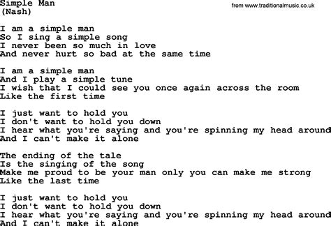 Printable Lyrics Simple Man