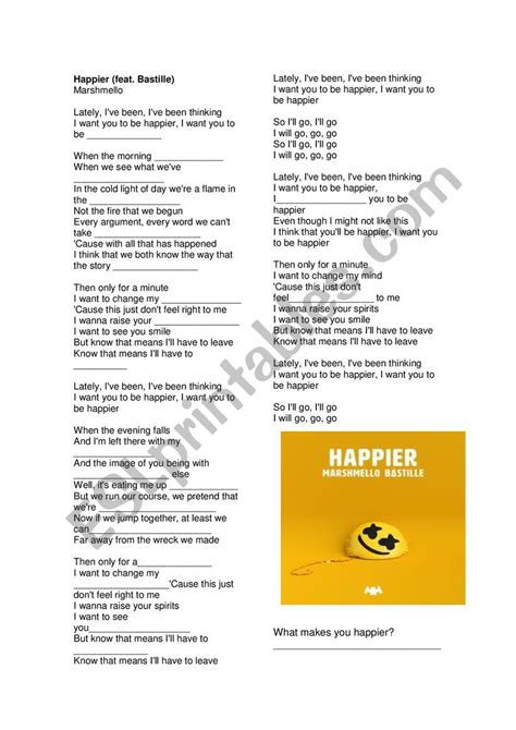 Printable Lyrics To Happier