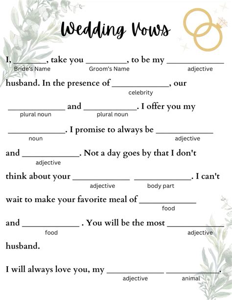 Printable Mad Libs For Couples