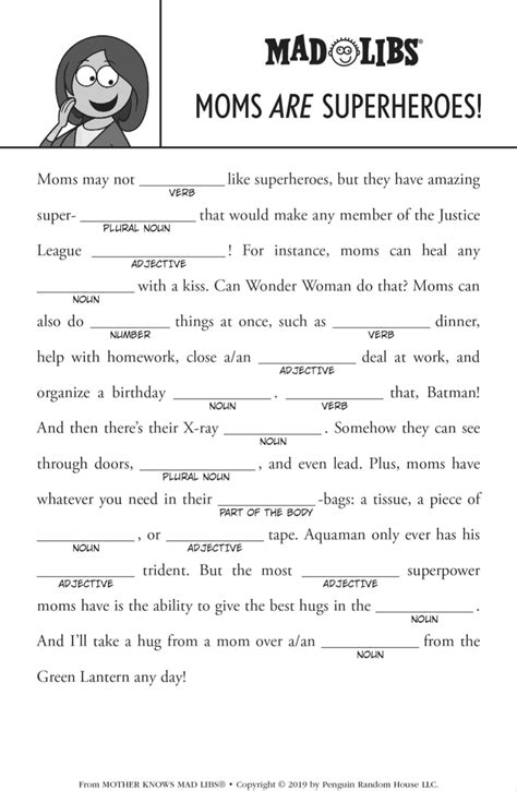 Printable Mad Libs Movie Theme