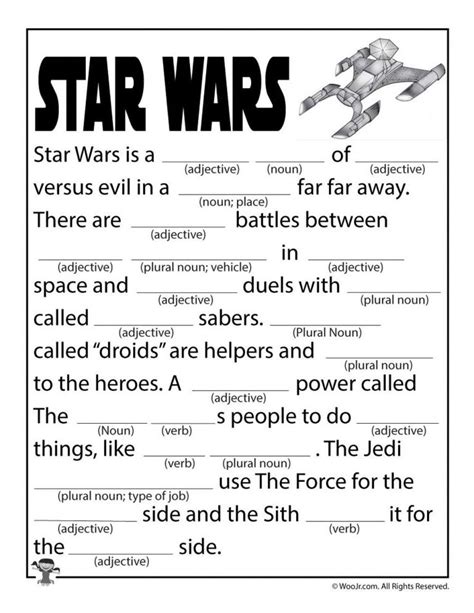 Printable Mad Libs Star Wars