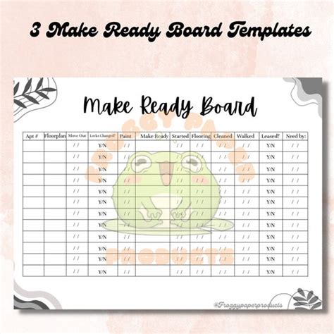 Printable Make Ready Board