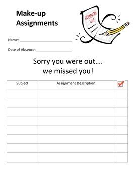 Printable Make Up Assignments