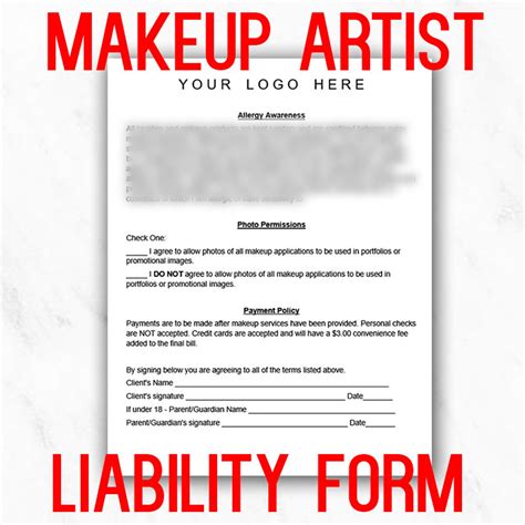Printable Makeup Liability Waiver