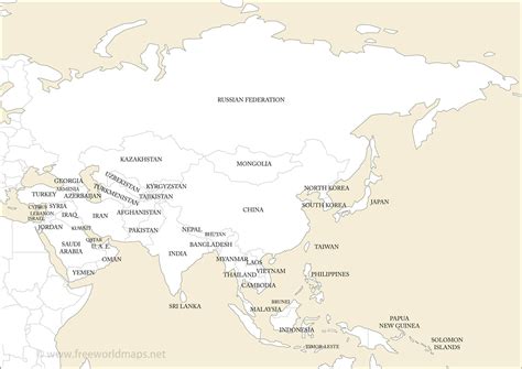 Printable Map Asia Countries