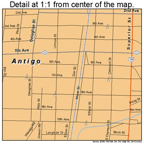 Printable Map Of Antigo Wi