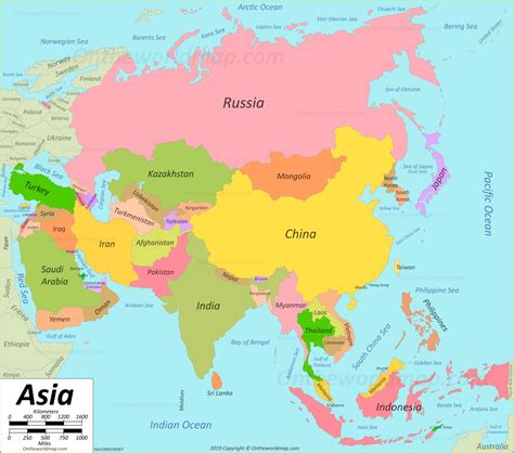 Printable Map Of Asian Countries