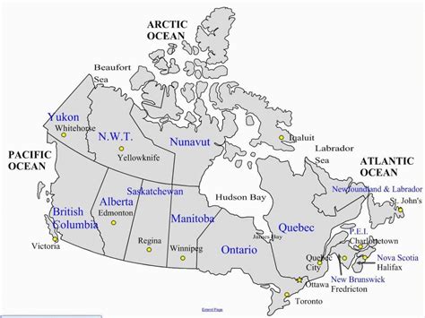 Printable Map Of Canada Provinces
