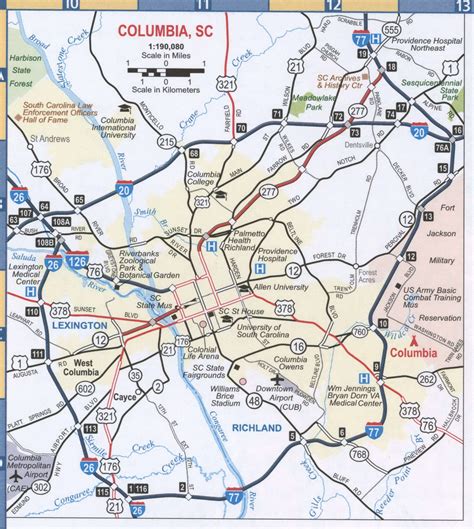 Printable Map Of Columbia Sc