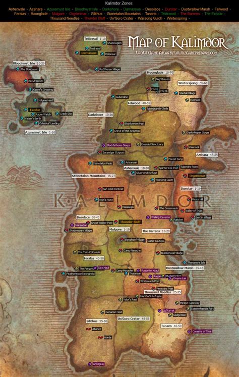 Printable Map Of Kalimdor