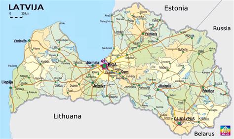 Printable Map Of Latvia