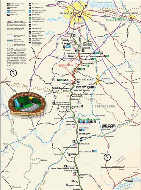 Printable Map Of Natchez Trace Parkway