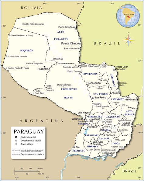 Printable Map Of Paraguay