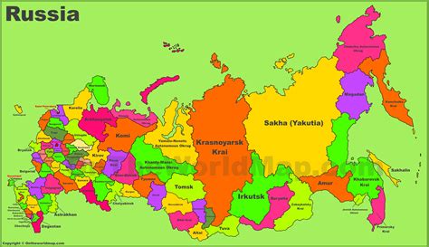 Printable Map Of Russian Oblasts