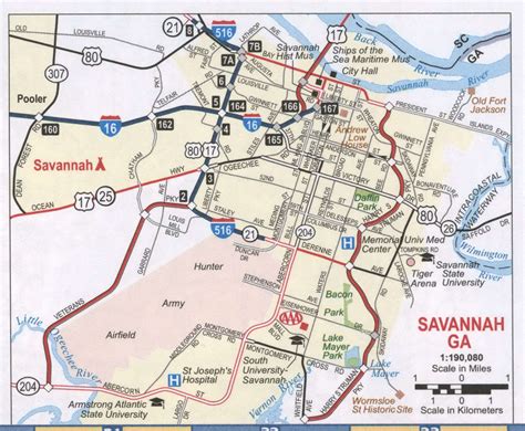 Printable Map Of Savannah Ga