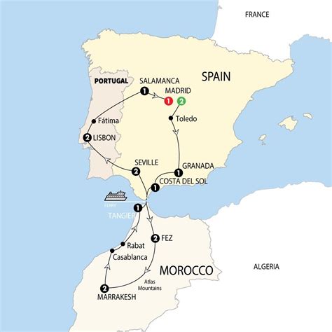 printable map of spain portugal and morocco