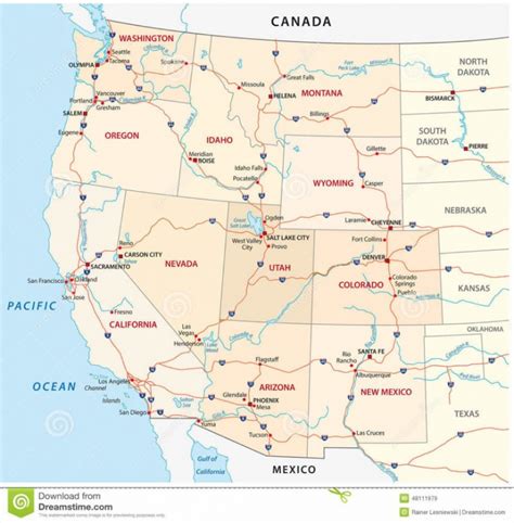 Printable Map Of Western Us States