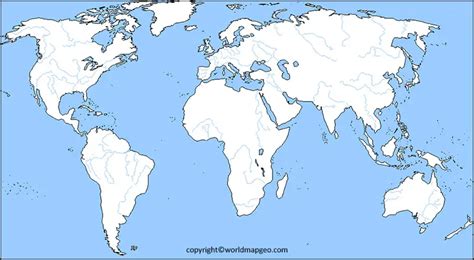 Printable Map Of World Blank Rivers