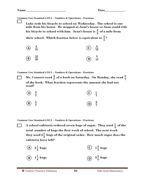 Printable Math Common Core 5Th