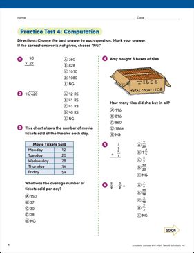 Printable Math Computation Test