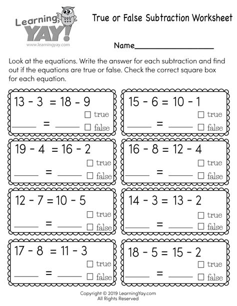 Printable Math Truefalse Practice