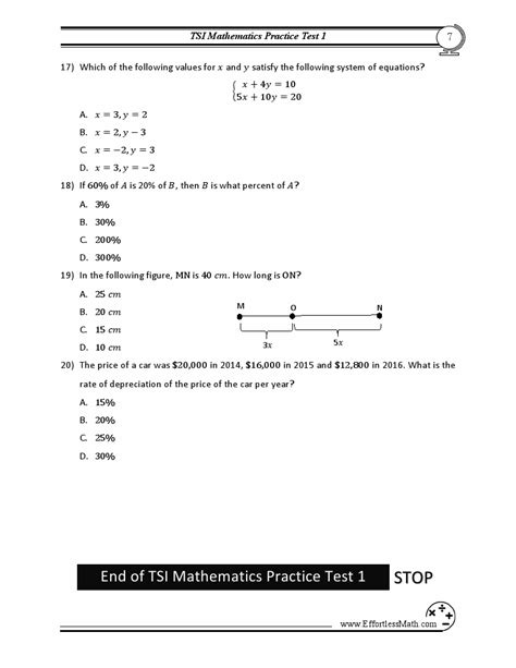Printable Math Tsi Test