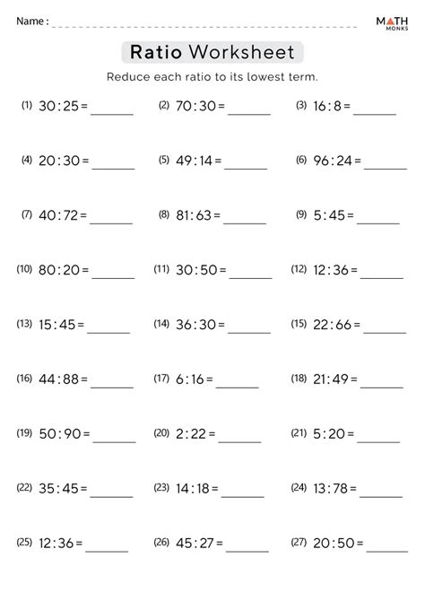 Printable Math Worksheets For Ratios