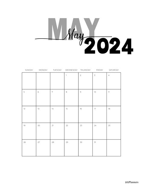Printable May 2024 Calendar Page