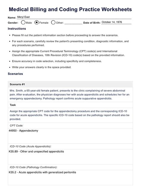 Printable Medical Billing And Coding Sample Tests