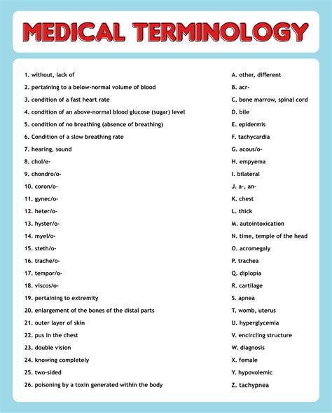 Printable Medical Terminology Practice Worksheets