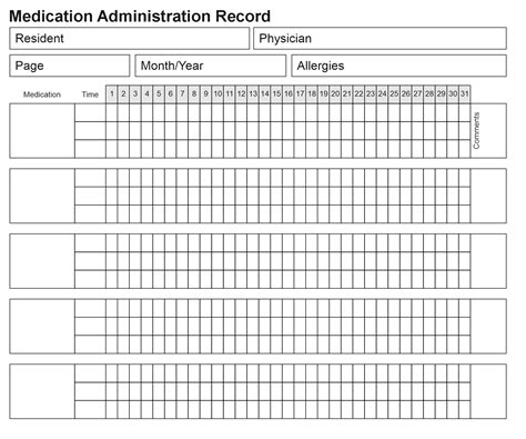 Printable Medication Log Form