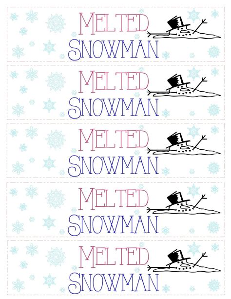 Printable Melted Snowman Labels