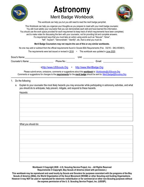 Printable Merit Badge Worksheet Eclipse