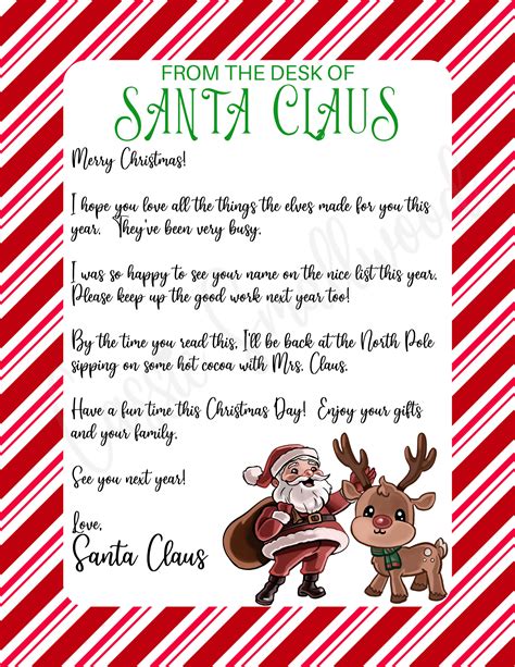 Printable Message From Santa