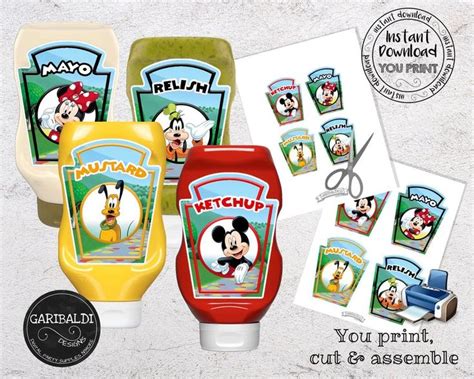 Printable Mickey Mouse Ketchup Label